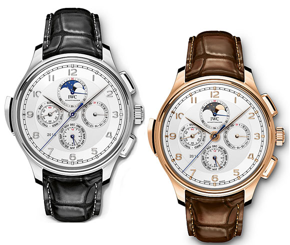 La Portuguese Grande Complication è disponibile con cassa in oro rosso o platino.